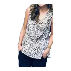 CAbi #3612 "Flutter Blouse" Cheetah Print Two-Piece Top